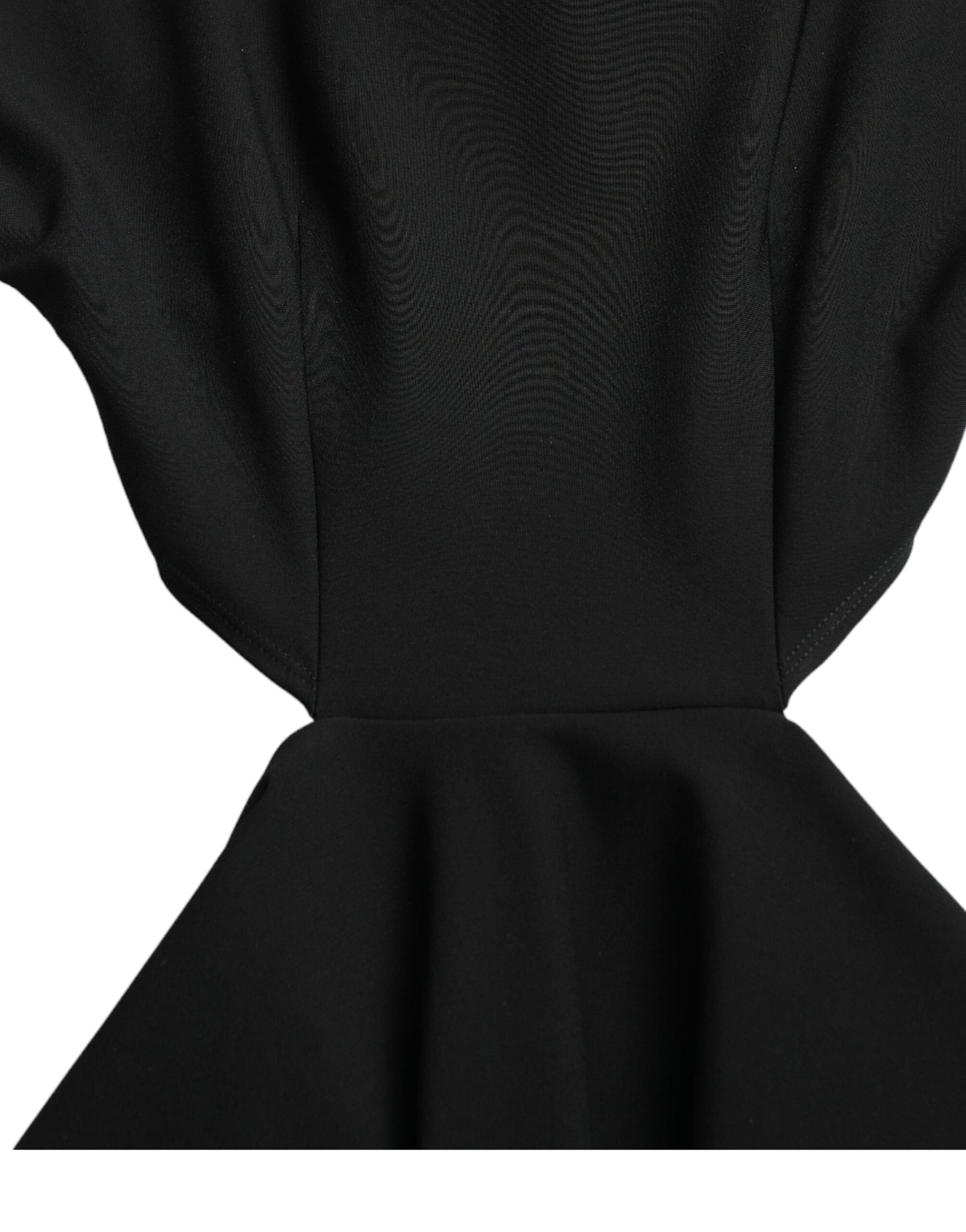 Dolce & Gabbana – Schwarzes Minikleid aus Viskose mit Cut-Outs in A-Linie und langen Ärmeln
