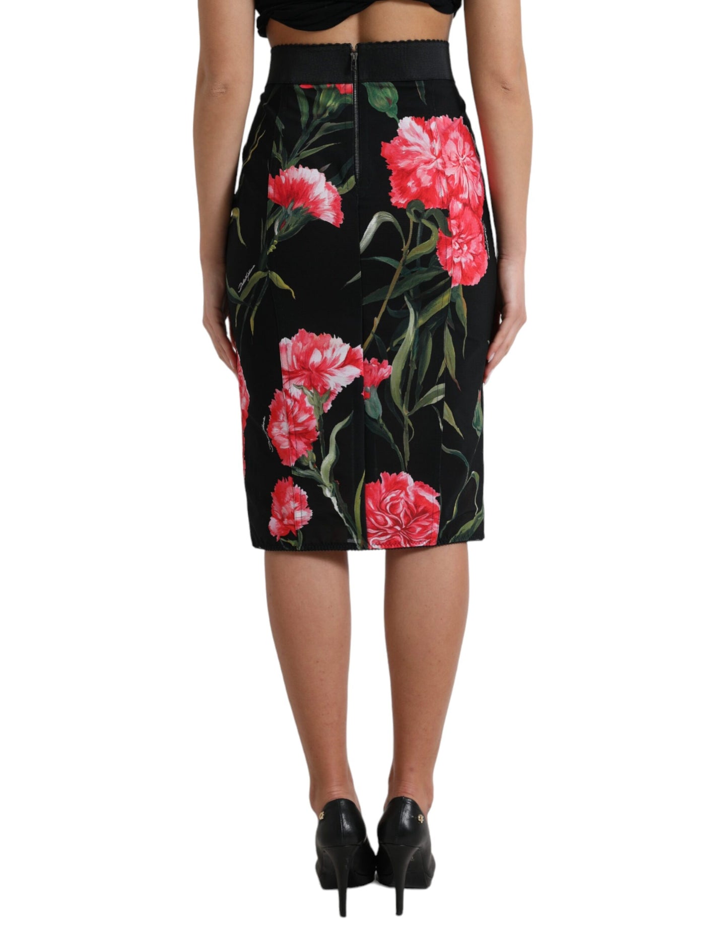 Dolce & Gabbana – Knielanger Bleistiftrock im schwarzen Nelken-Look