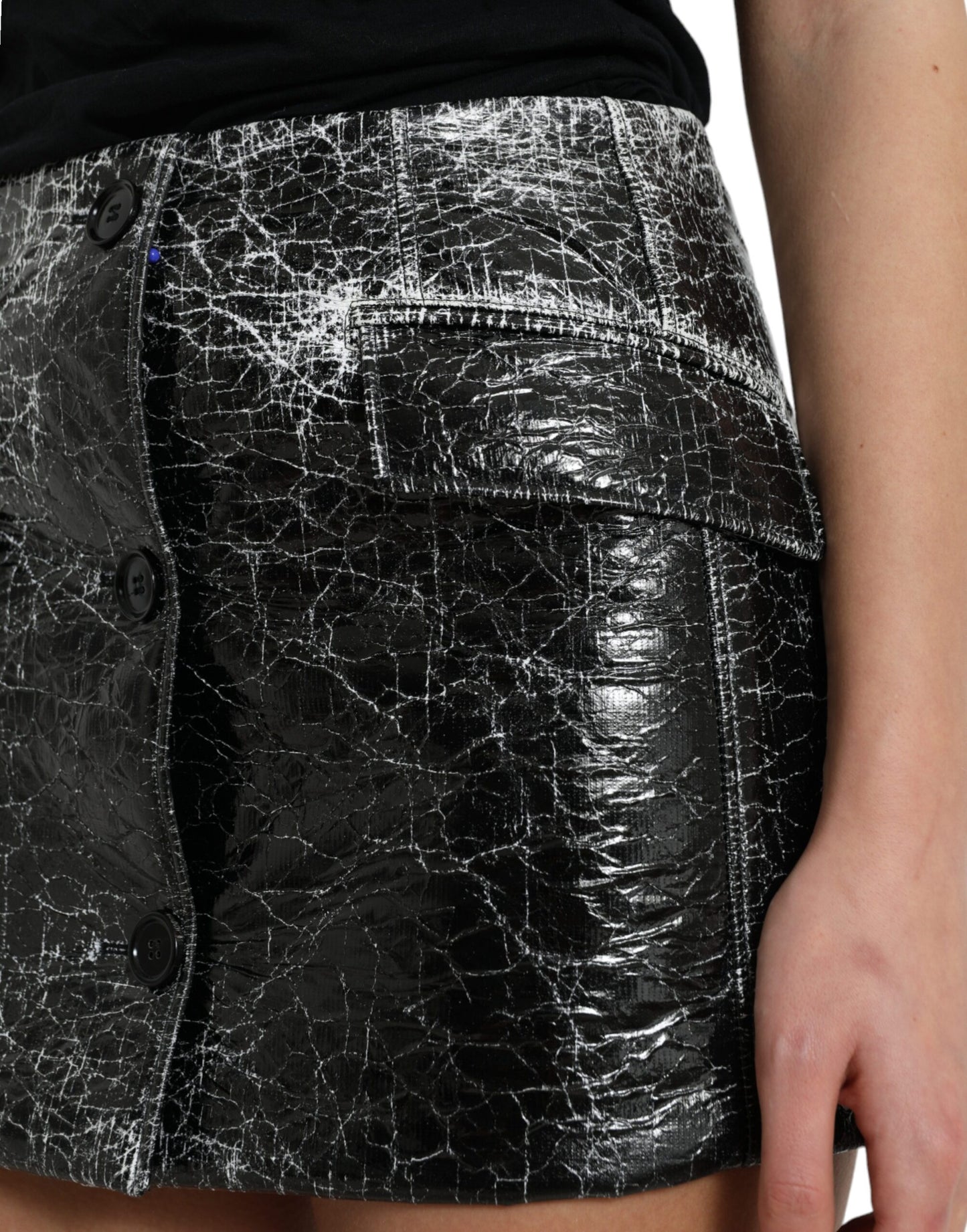 Dolce & Gabbana – Schwarzer Minirock aus Baumwollmischung mit hoher Taille