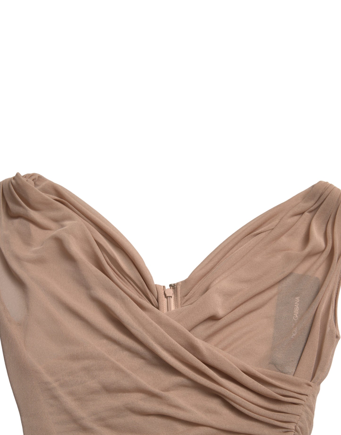 Dolce & Gabbana Beiges ärmelloses Tanktop aus Viskose mit V-Ausschnitt