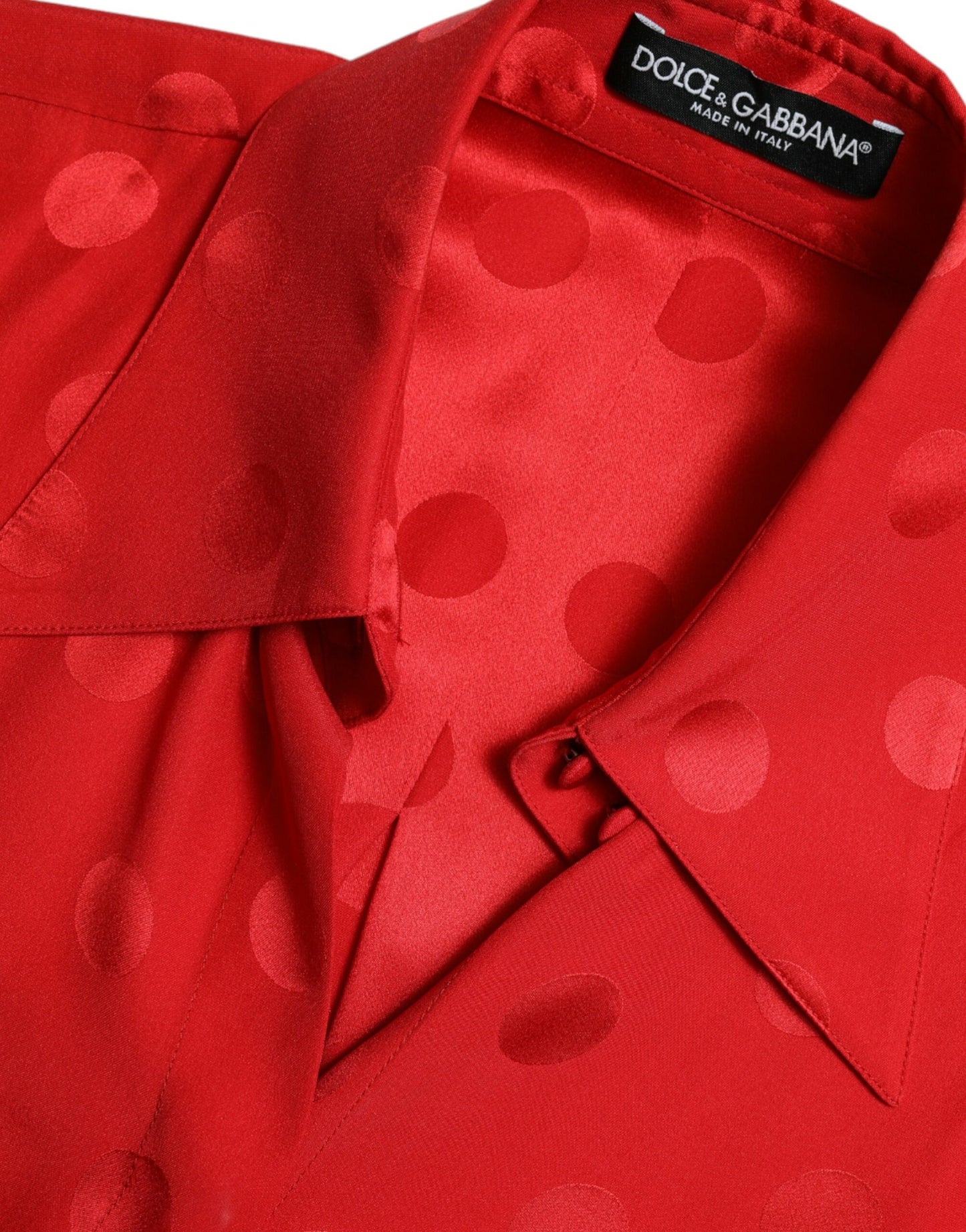Dolce & Gabbana – Rotes, gepunktetes, ärmelloses Blusenoberteil mit Kragen