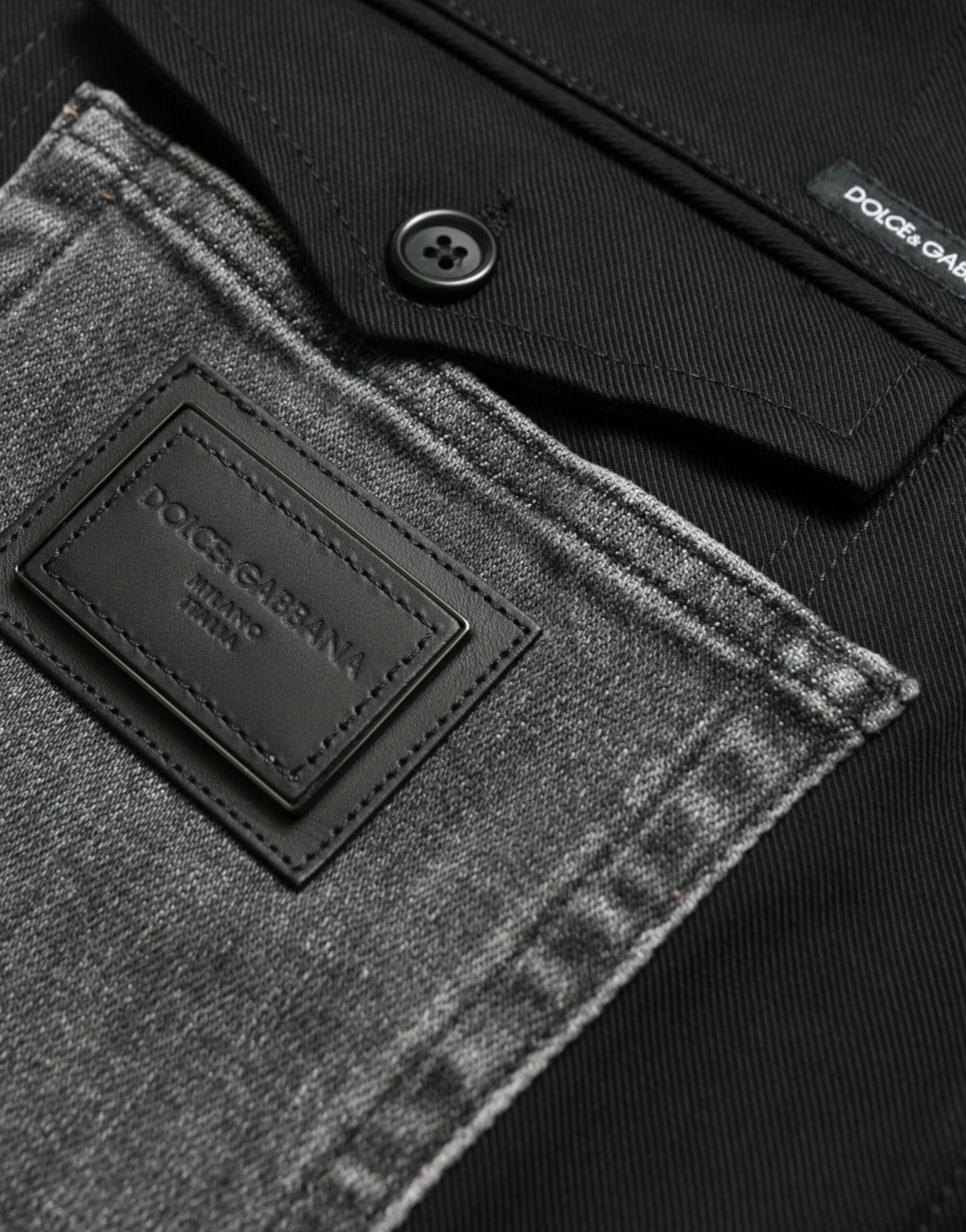 Dolce & Gabbana – Schmale Jeanshose aus Baumwolldenim in Schwarz und Grau