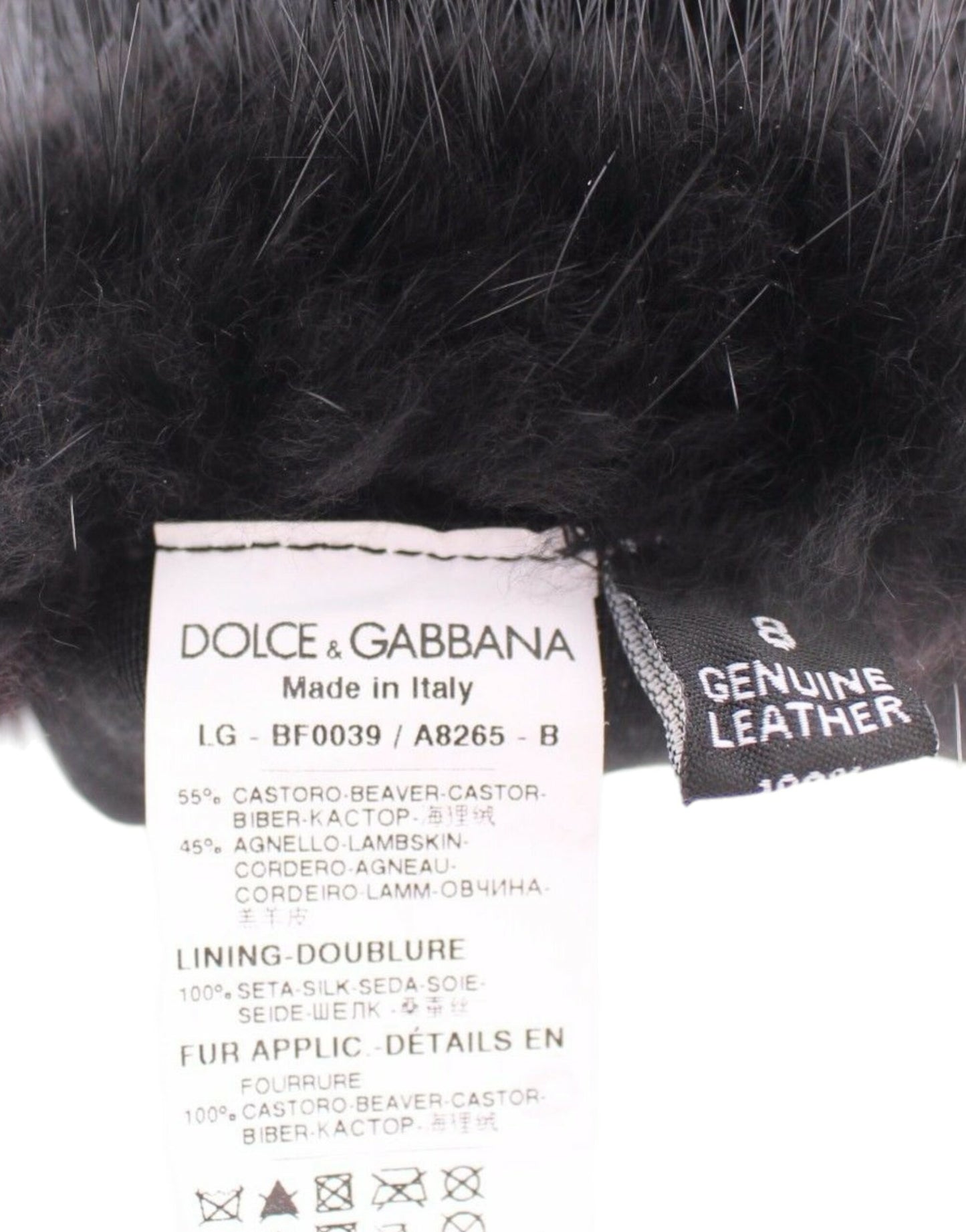 Dolce & Gabbana Schwarze Ellbogenhandschuhe aus Biberfell und Lammleder