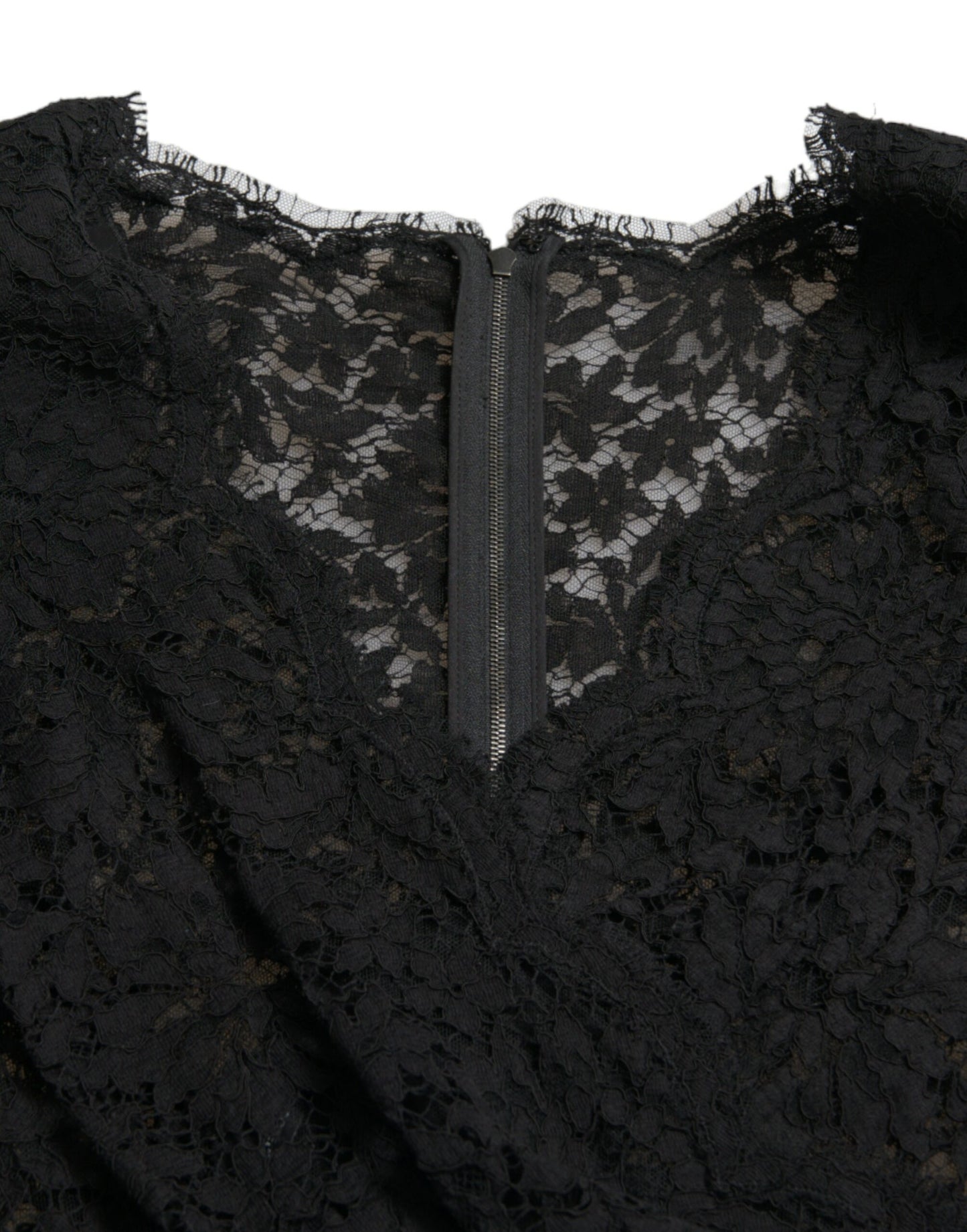 Dolce & Gabbana – Schwarzes, figurbetontes Minikleid aus Baumwolle mit Spitze