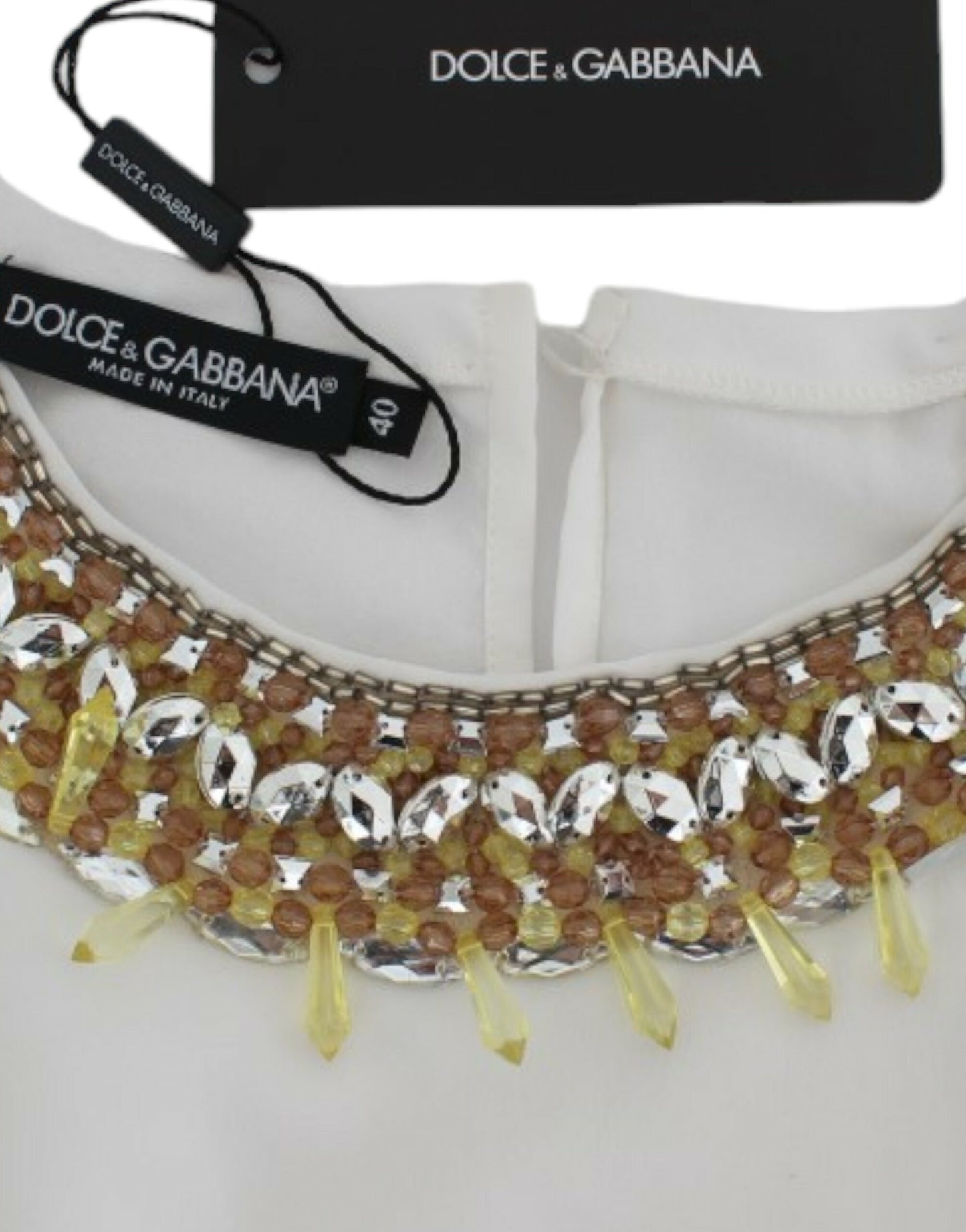 Dolce & Gabbana Weißes Tanktop mit Kristallverzierung
