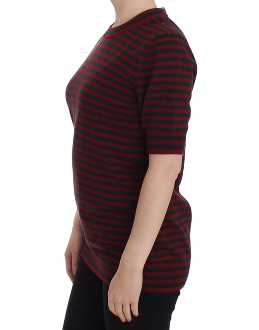Dolce & Gabbana Rot-Grauer Kaschmir-Kurzarmpullover