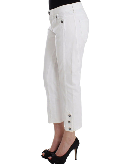 Ermanno Scervino Weiße verkürzte Jeans Denim Hose Marken Capri