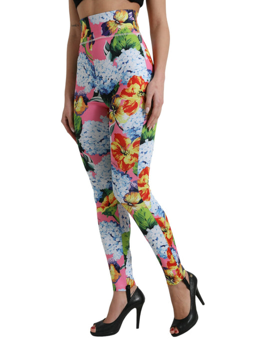 Dolce & Gabbana Leggings mit mehrfarbigem Blumenmuster und hoher Taille