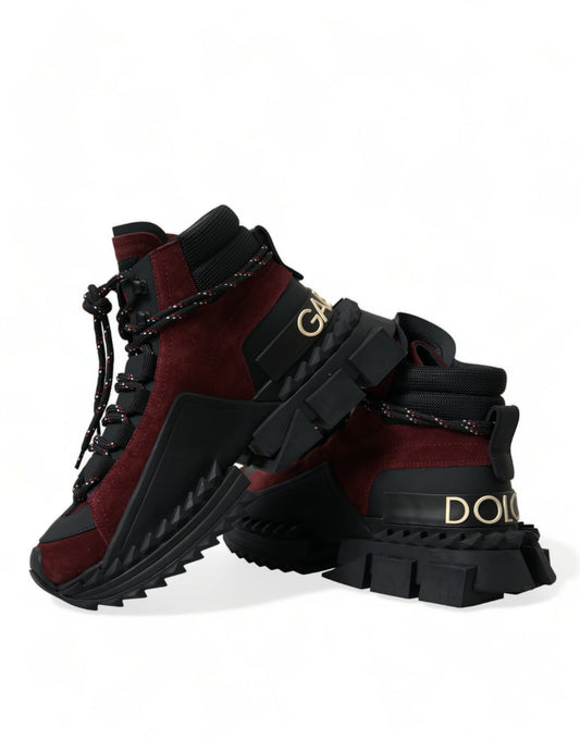 Dolce & Gabbana Burgund Super King High Top Herren Sneakers Schuhe
