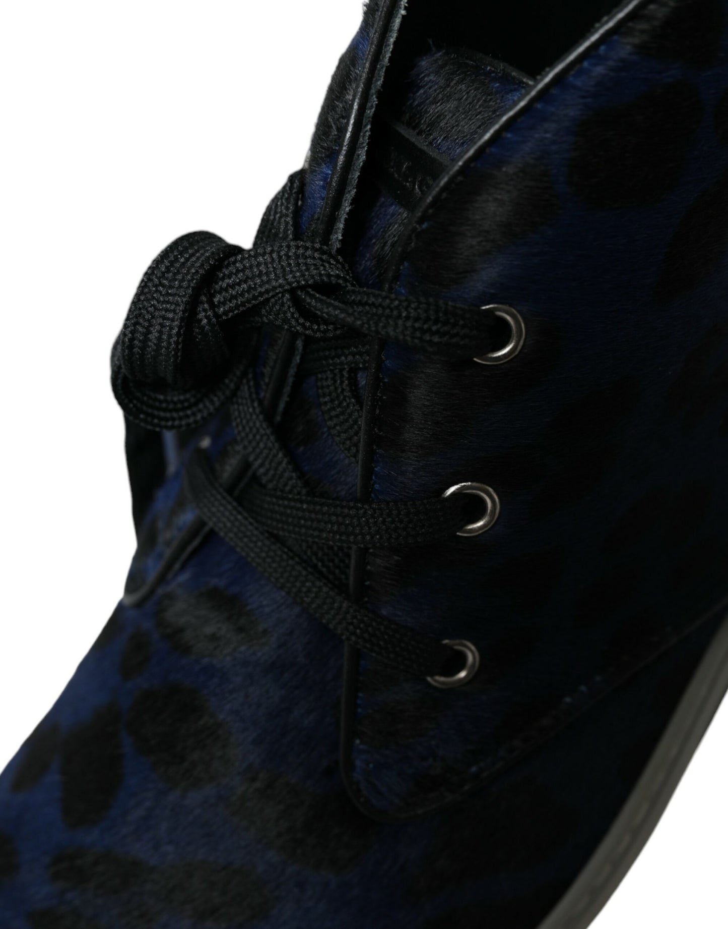 Dolce & Gabbana – Blaue Sneakers aus Kalbsleder mit Leopardenmuster