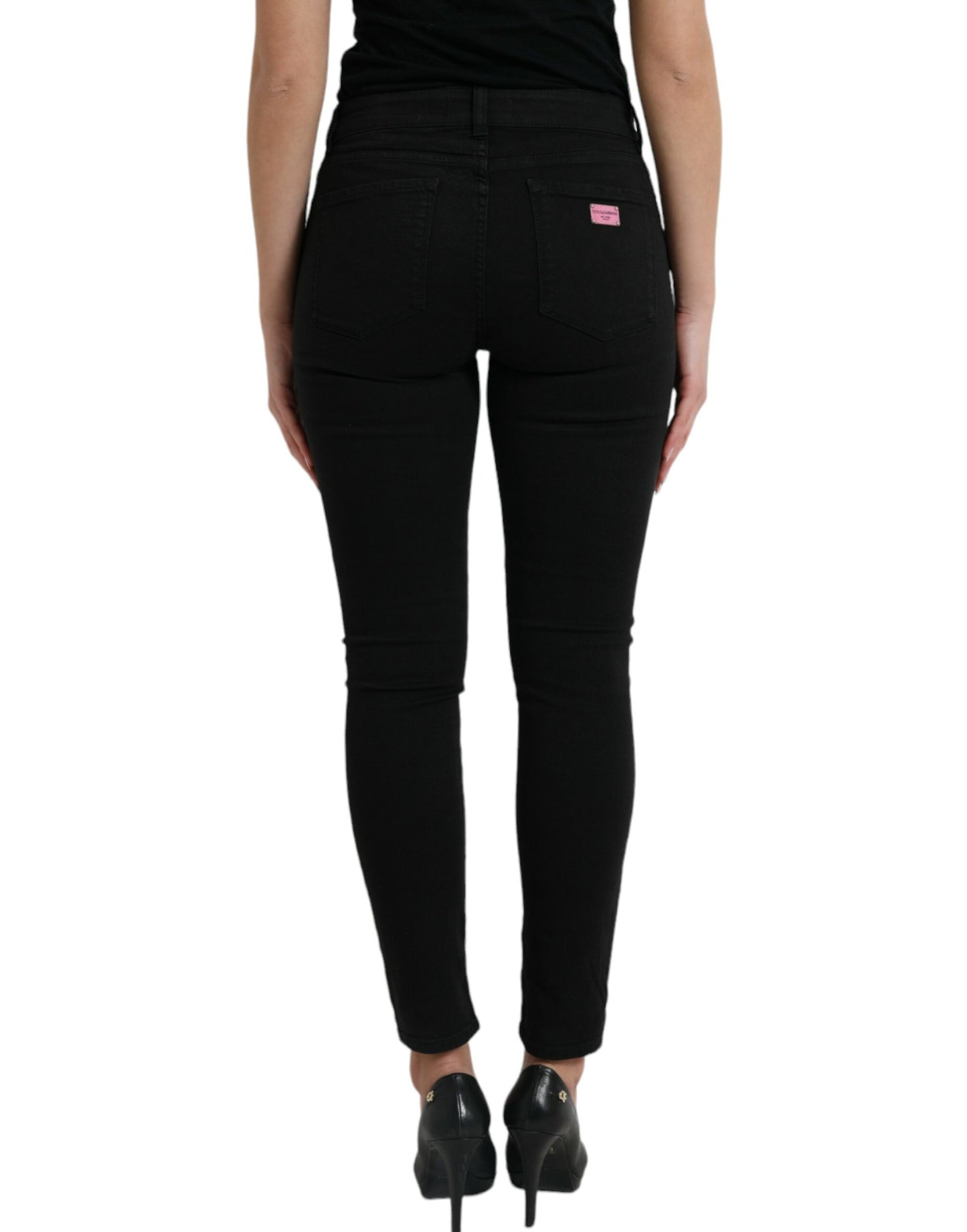Dolce & Gabbana – Schwarze Skinny-Jeans aus Baumwolle mit mittlerer Taille