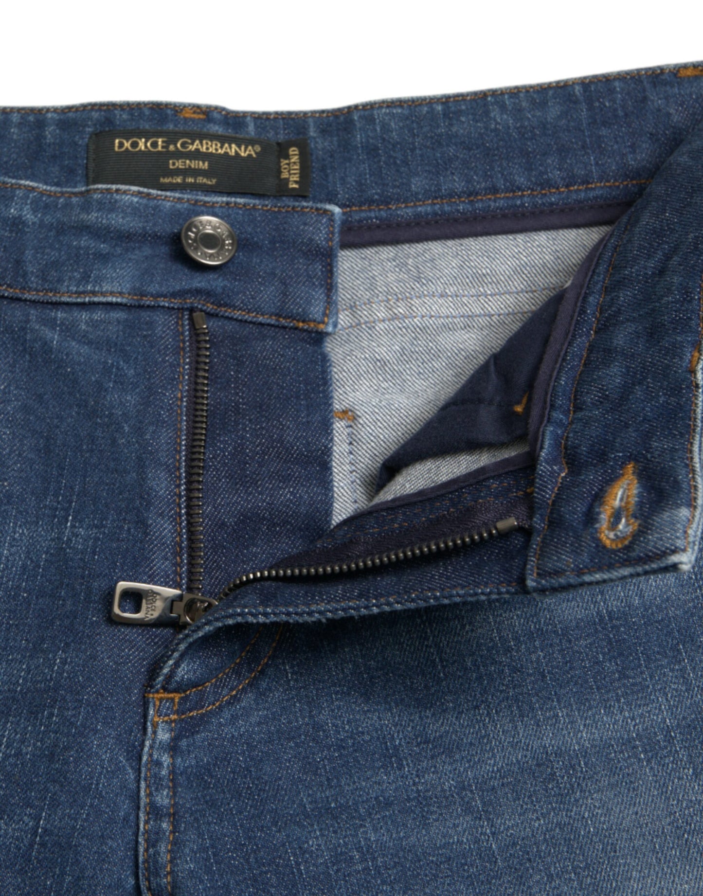 Dolce & Gabbana – BOYFRIEND-Jeans aus Baumwolldenim mit mittlerer Taille, Blau