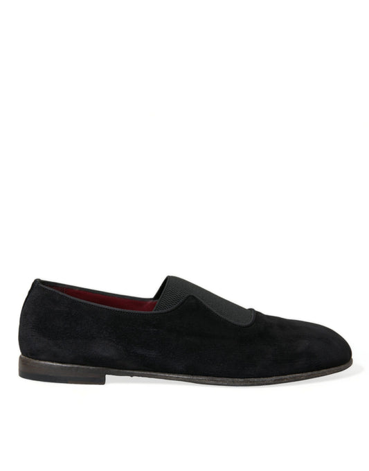 Dolce & Gabbana Schwarze RUNWAY Velours AMALFI Loafer-Schuhe