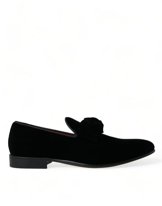 Dolce & Gabbana – Schwarze Loafer aus Samt für formelle Anlässe