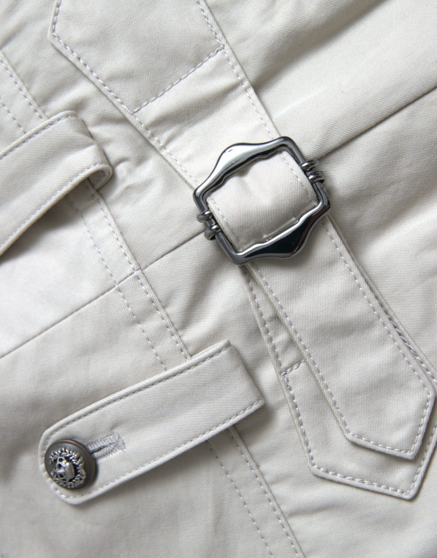 Dolce & Gabbana Beigefarbene, hoch taillierte Karottenhose aus Baumwolle