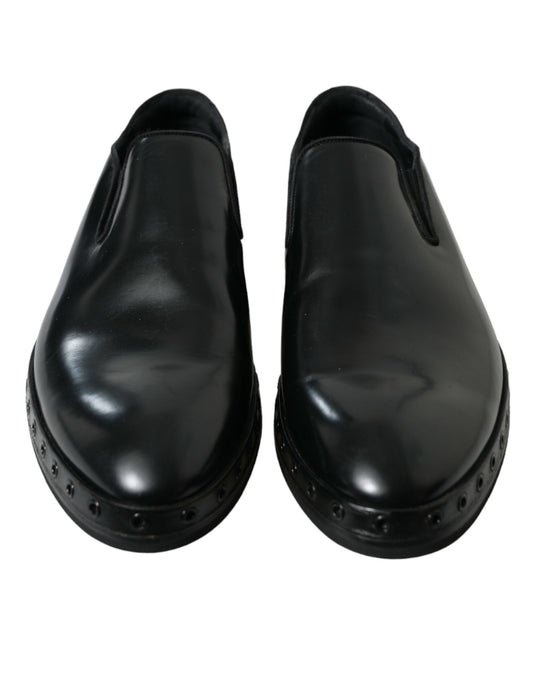 Dolce & Gabbana – Schwarze Loafer aus Leder mit Nieten