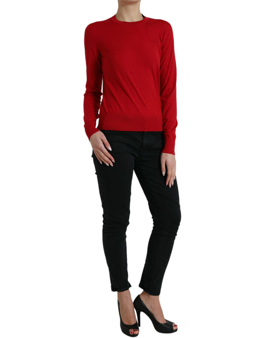 Dolce & Gabbana Roter Wollstrickpullover mit Rundhalsausschnitt