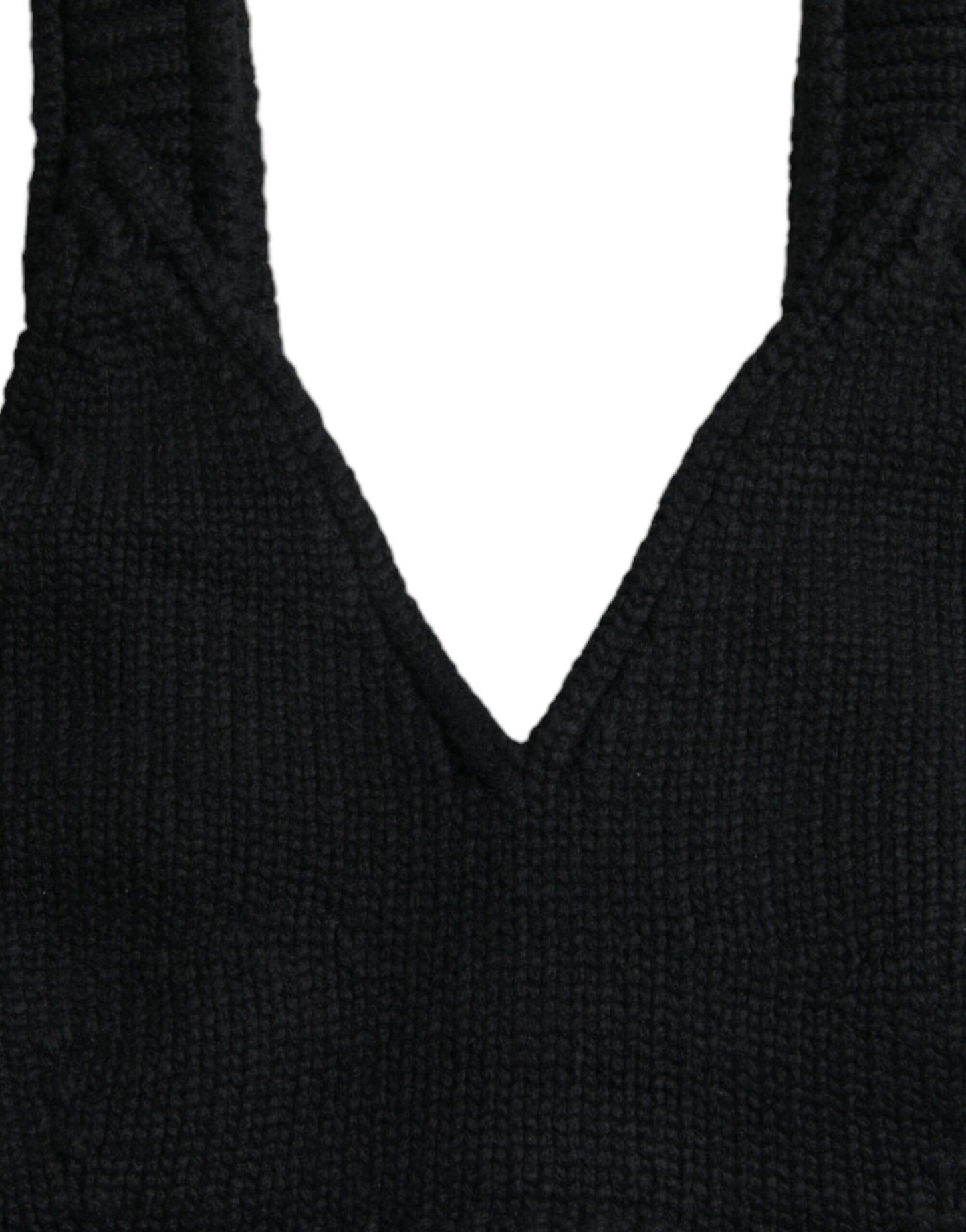 Dolce & Gabbana – Schwarzes, kurzes Bustier-Oberteil aus Kaschmir mit V-Ausschnitt