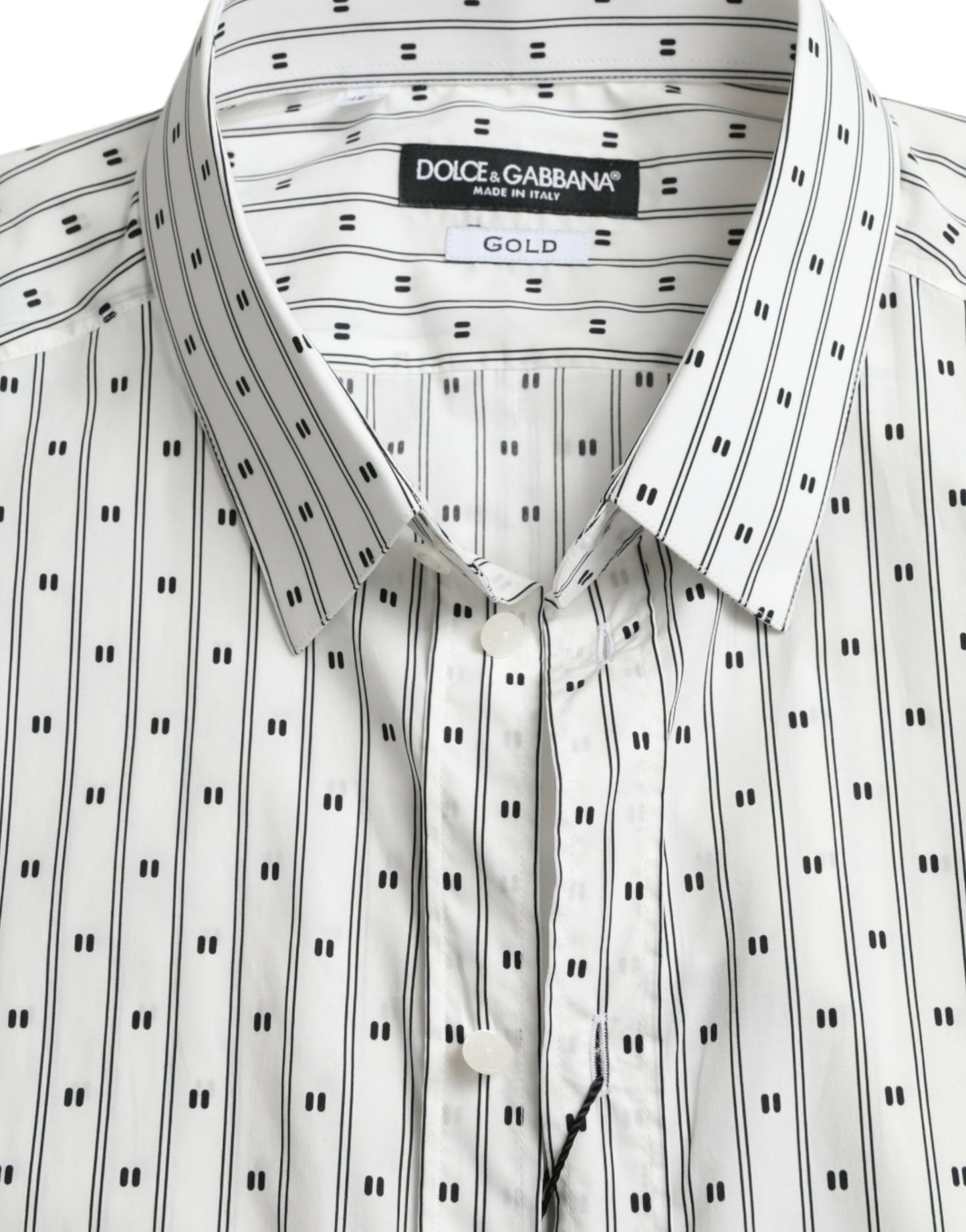 Dolce & Gabbana Weiß gemustertes Herren GOLD Formelles Hemd