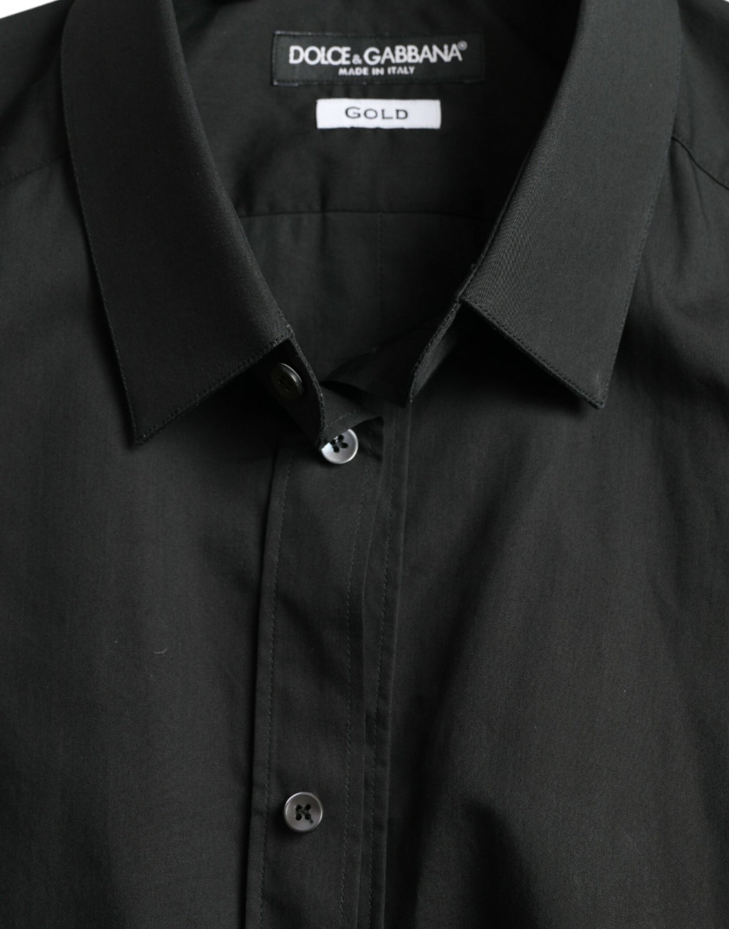 Dolce & Gabbana Schwarzes formelles GOLD-Hemd aus Baumwolle und Seide