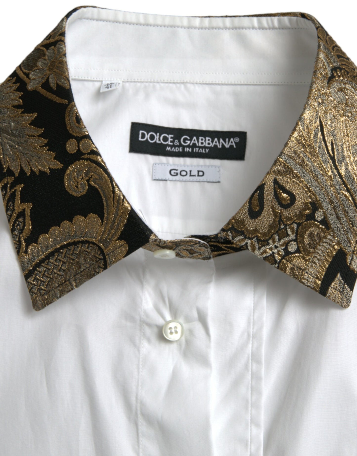 Dolce & Gabbana Weißes formelles GOLD-Hemd aus Baumwolljacquard