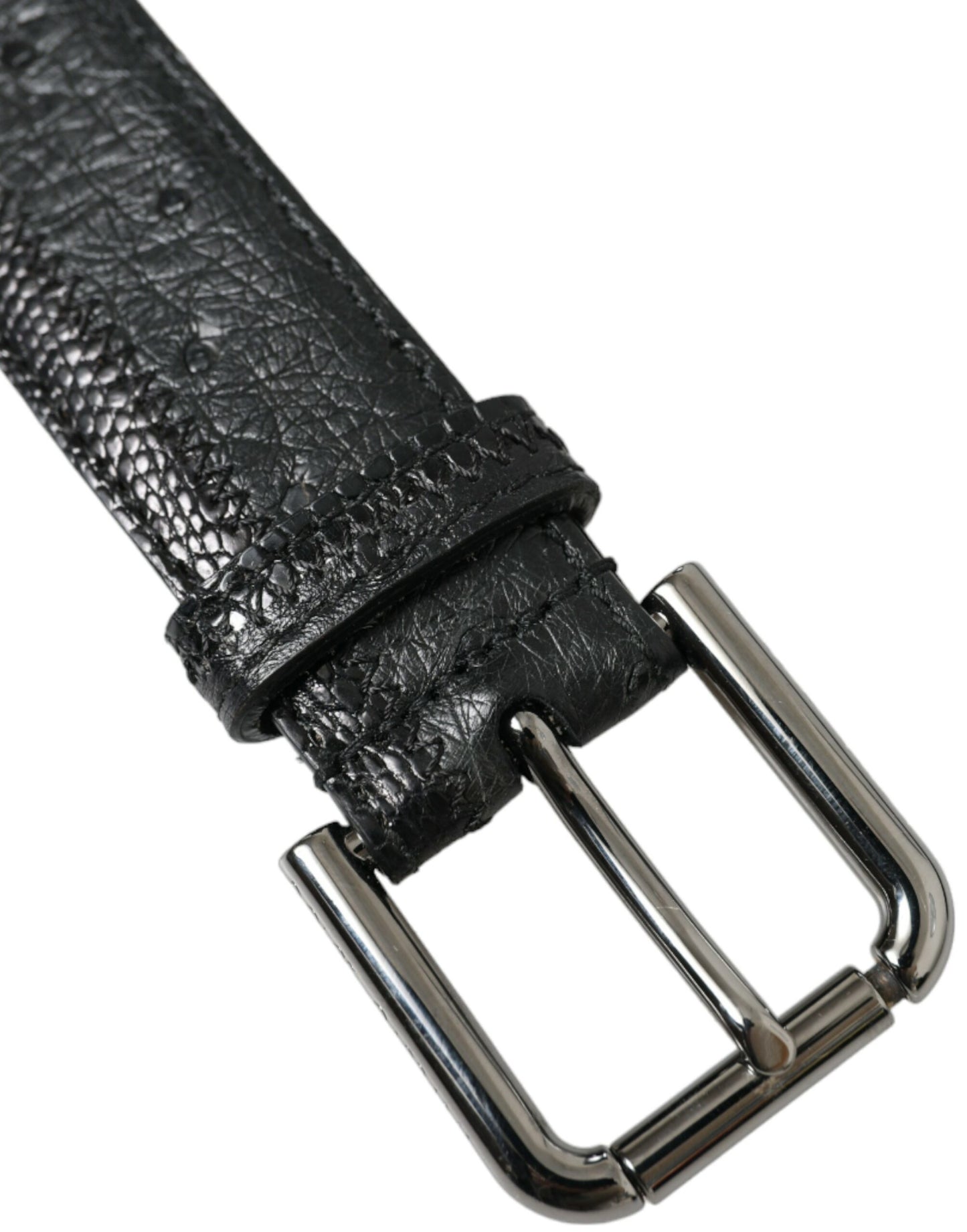 Dolce & Gabbana – Schwarzer Gürtel aus exotischem Leder mit silberner Metallschnalle