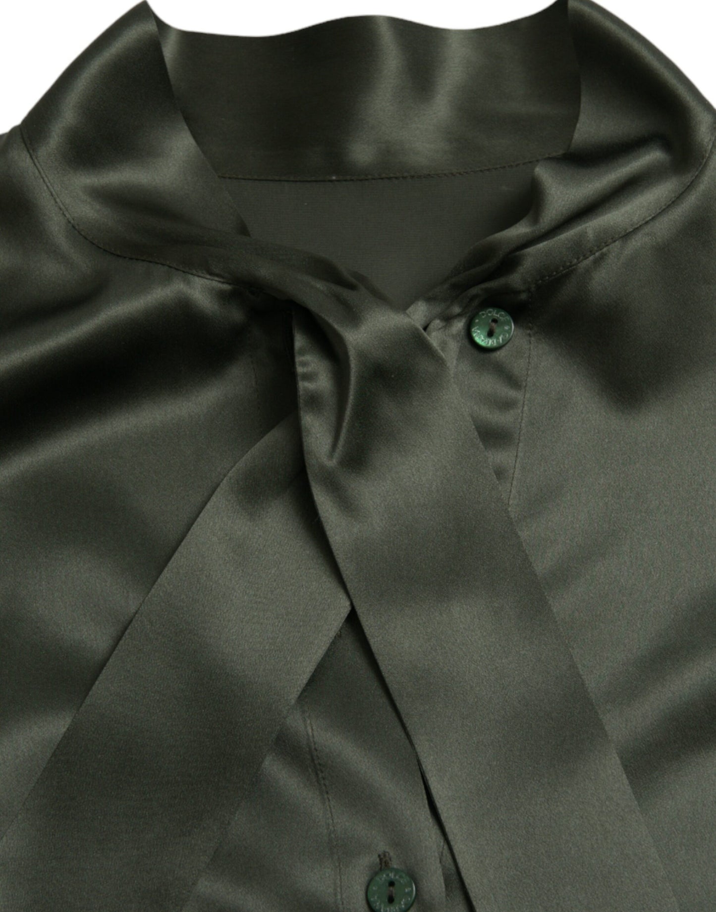 Dolce & Gabbana – Graues Blusenoberteil mit langen Ärmeln und Ascot-Kragen