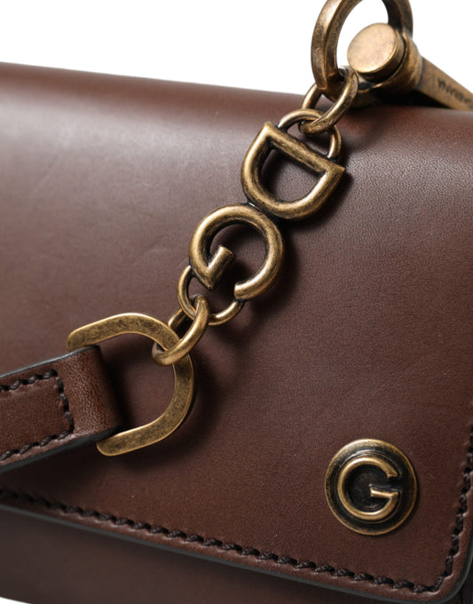 Dolce & Gabbana – Kleine Umhängetasche aus braunem Leder mit Logoprägung für Herren