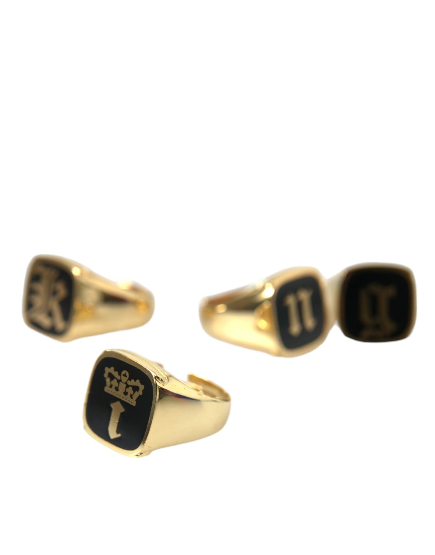 Dolce & Gabbana – KING-Emaille-Set aus 4 Ringen aus goldenem Messing