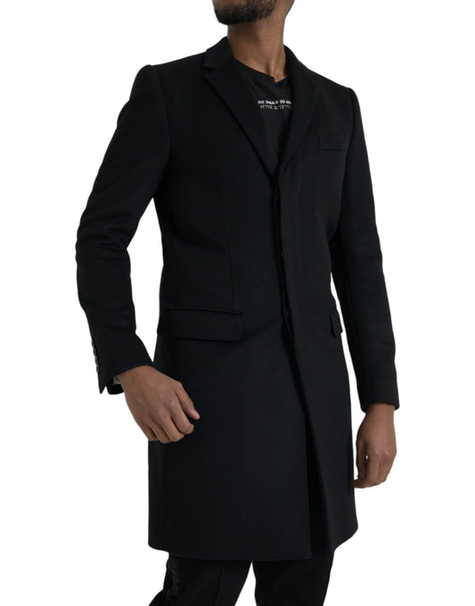 Dolce & Gabbana – Schwarze, einreihige Trenchcoat-Jacke