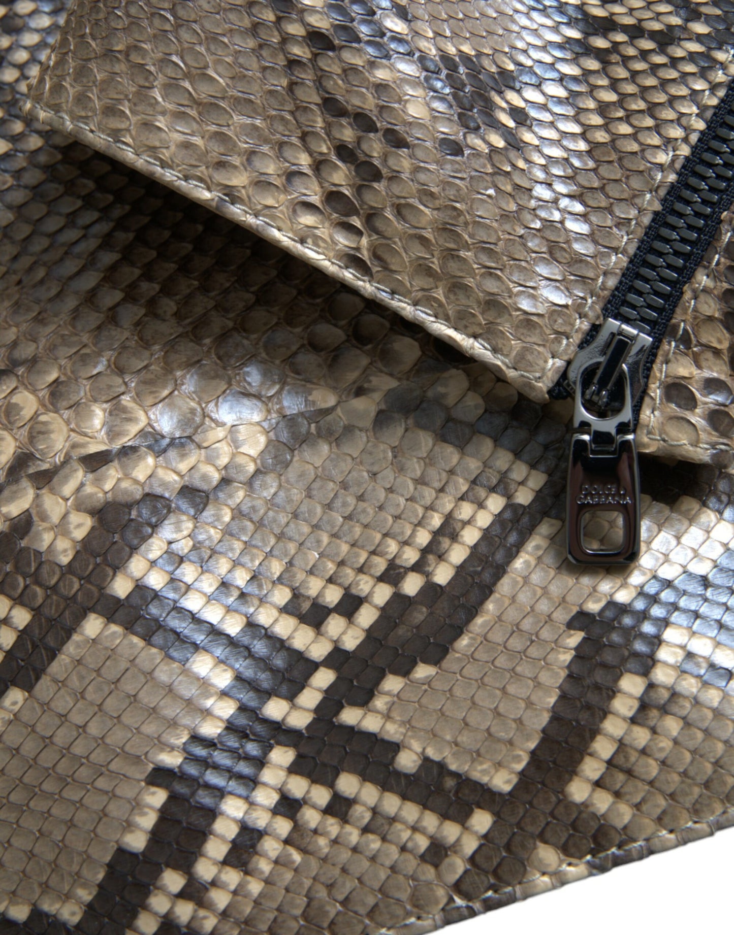 Dolce & Gabbana Beige Biker-Blousonjacke aus exotischem Leder