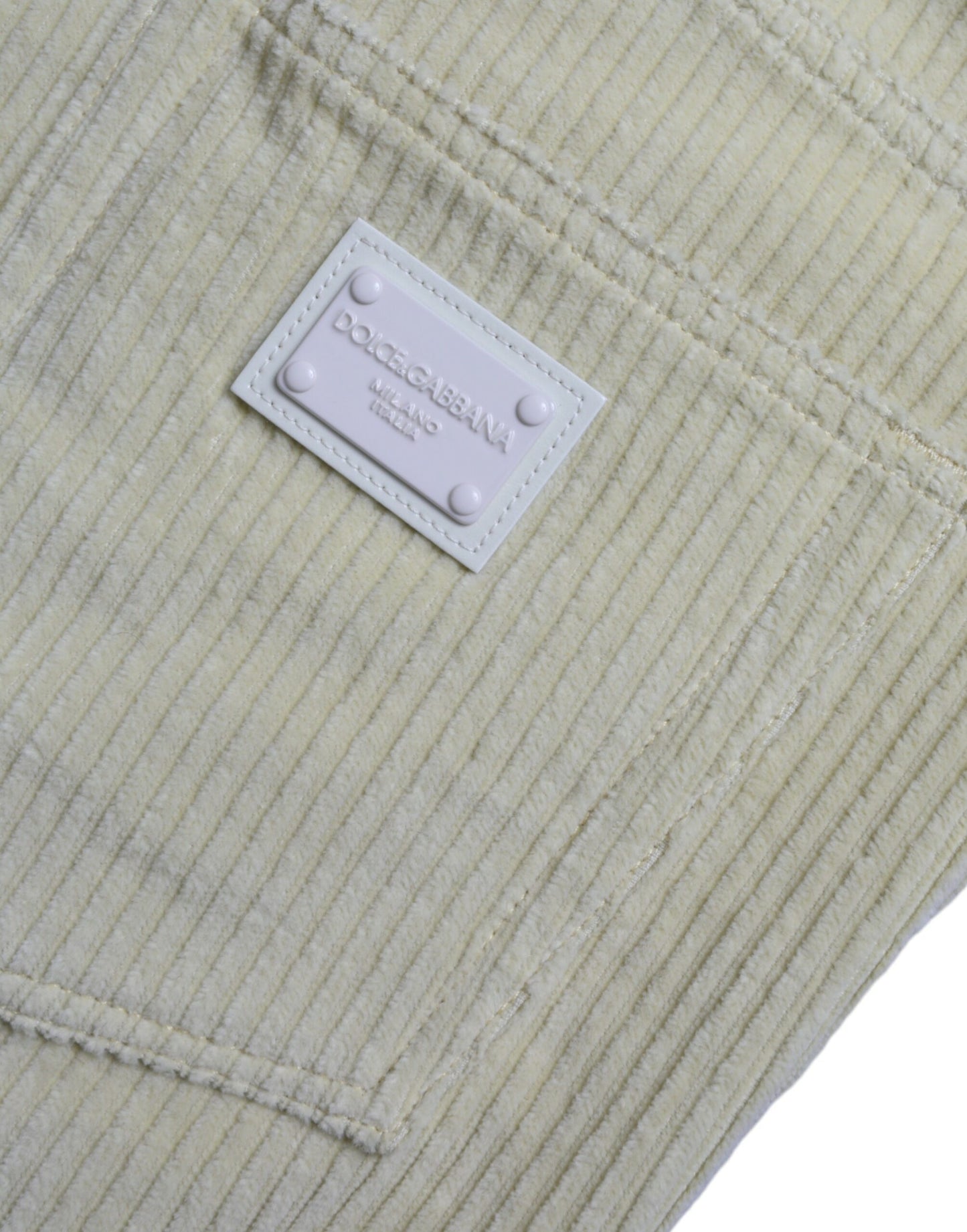Dolce & Gabbana – Gelbe Skinny-Jeans aus Cord mit Logo-Plakette