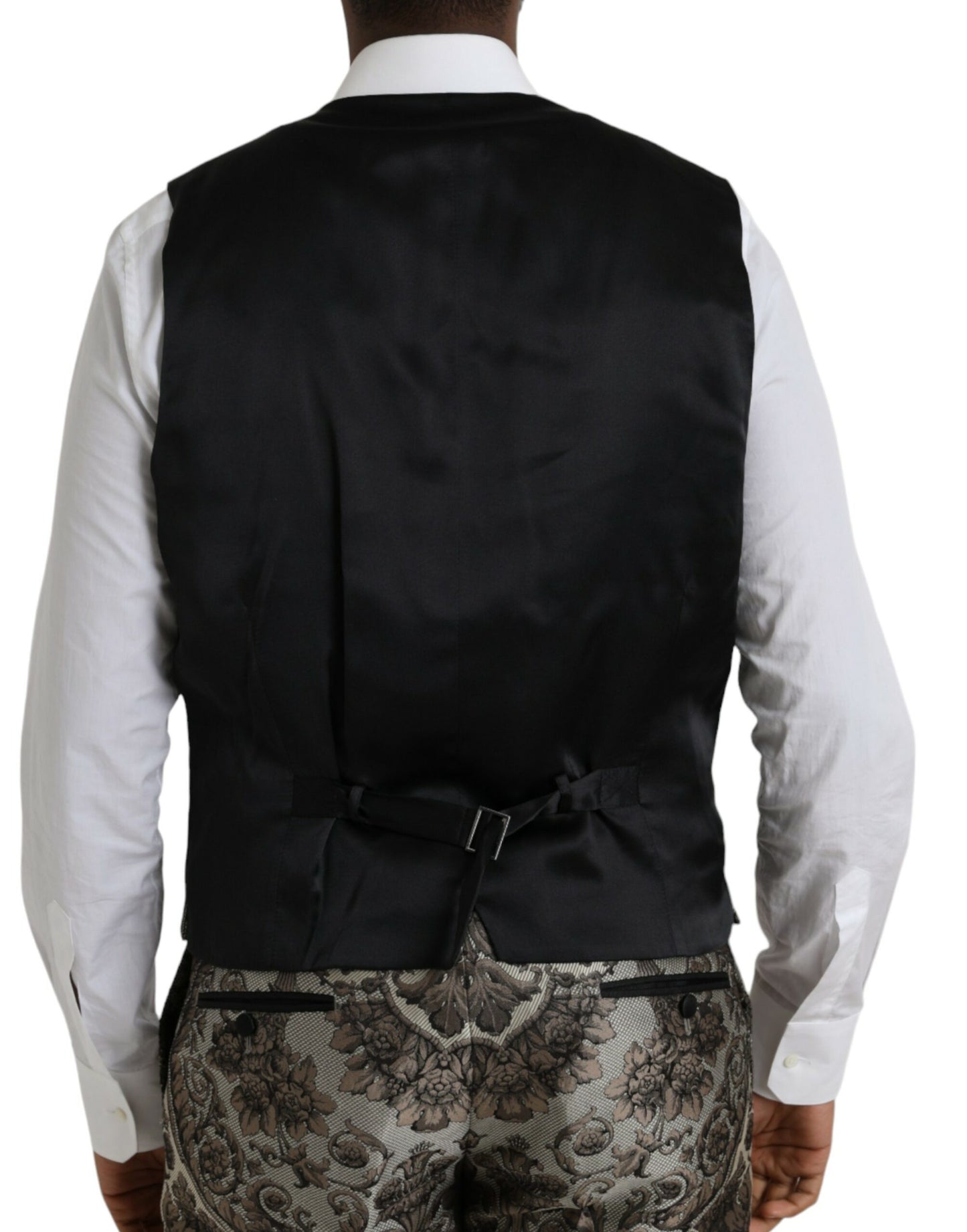 Dolce & Gabbana – Formeller dreiteiliger Anzug aus braunem Jacquard mit Blumenmuster