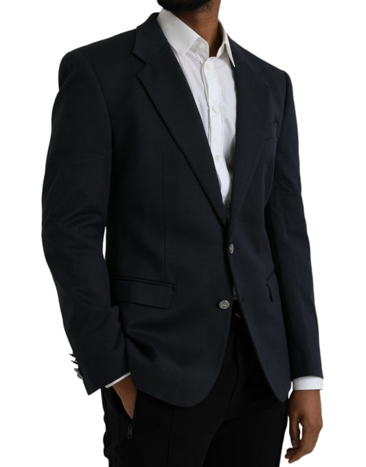 بليزر دولتشي آند غابانا أزرق داكن من القطن بصف واحد من الأزرار