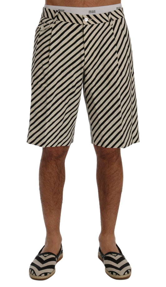 Dolce & Gabbana – Freizeitshorts aus Hanf mit weißen und schwarzen Streifen