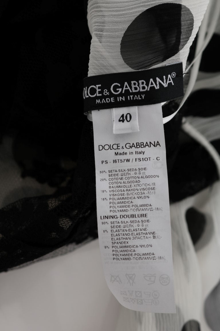 Dolce & Gabbana – Schwarz-weiß gepunktetes Blumenkleid