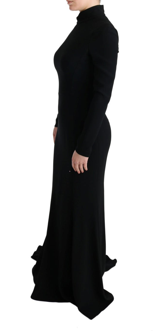 Dolce & Gabbana – Langes, schwarzes Stretch-Etuikleid