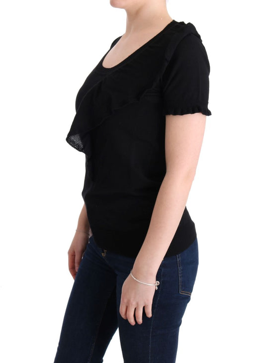 MARGHI LO‘ Schwarzes T-Shirt aus 100 % Lana-Wolle