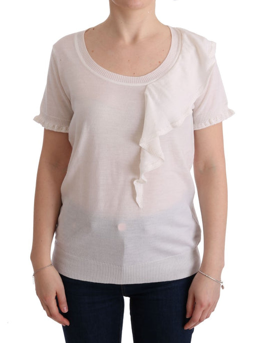 MARGHI LO' Weißes T-Shirt aus 100 % Lana-Wolle