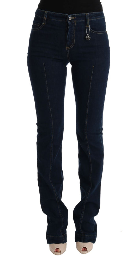 Costume National – Bootcut-Schlagjeans aus blauer Baumwolle