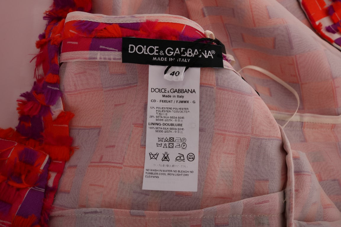 Dolce & Gabbana – Rosa gemustertes A-Linien-Kleid über den Knien