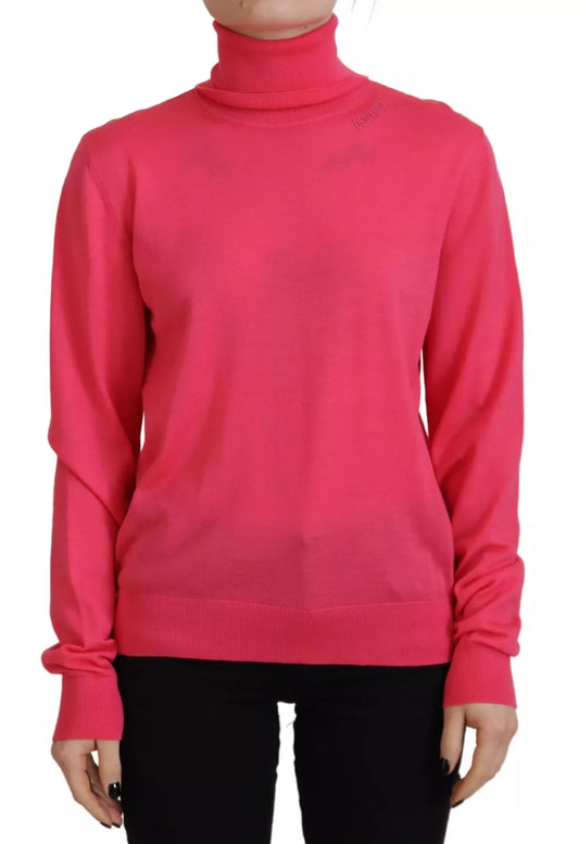 Dsquared² – Rosafarbener, einfarbiger, langärmliger Rollkragenpullover