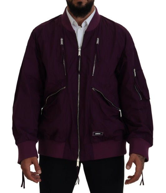 Dsquared² Lilafarbene Bomberjacke aus Polyester mit durchgehendem Reißverschluss