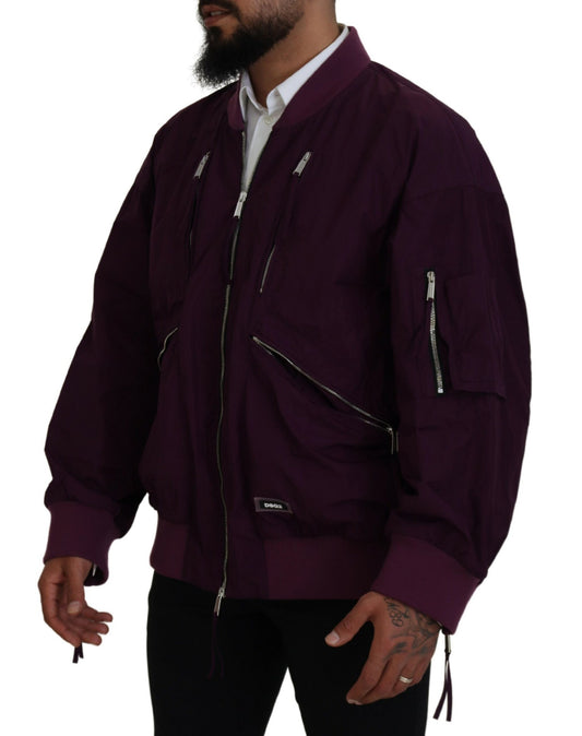 Dsquared² Lilafarbene Bomberjacke aus Polyester mit durchgehendem Reißverschluss