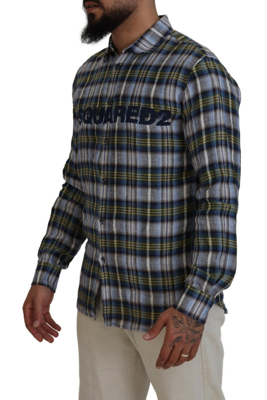 Dsquared² Mehrfarbig kariertes Casual Herren Langarmhemd