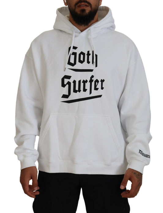 Dsquared² Weißer Baumwollpullover mit Kapuze und Aufdruck für Herren
