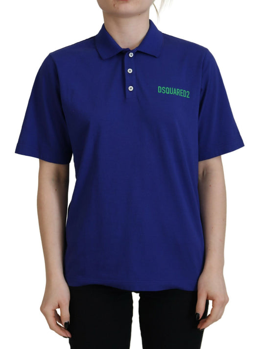 Dsquared² – Poloshirt mit kurzen Ärmeln und Kragenaufdruck in Blau