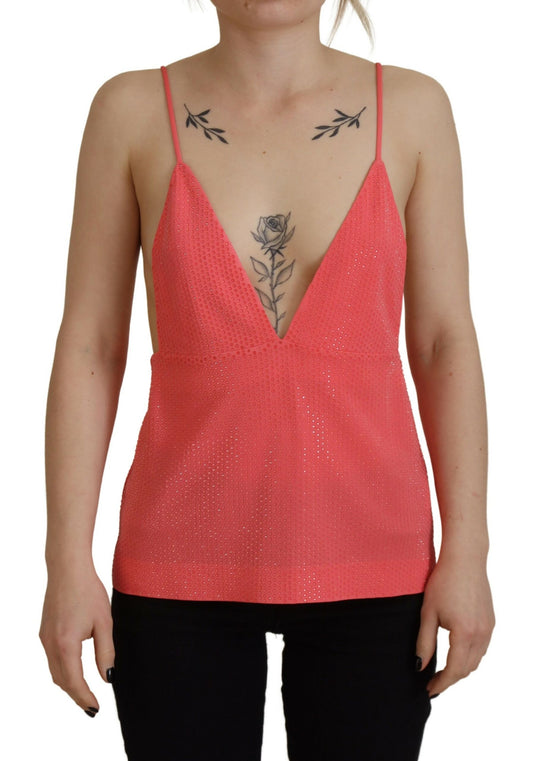 Dsquared² – Ärmelloses Camisole-Oberteil mit V-Ausschnitt und Spaghettiträgern in Rosa