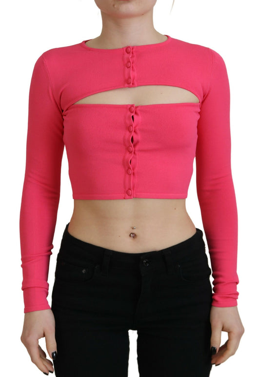 Dsquared² – Langärmliges Oberteil aus Viskosestrick mit offener Brustpartie in Rosa