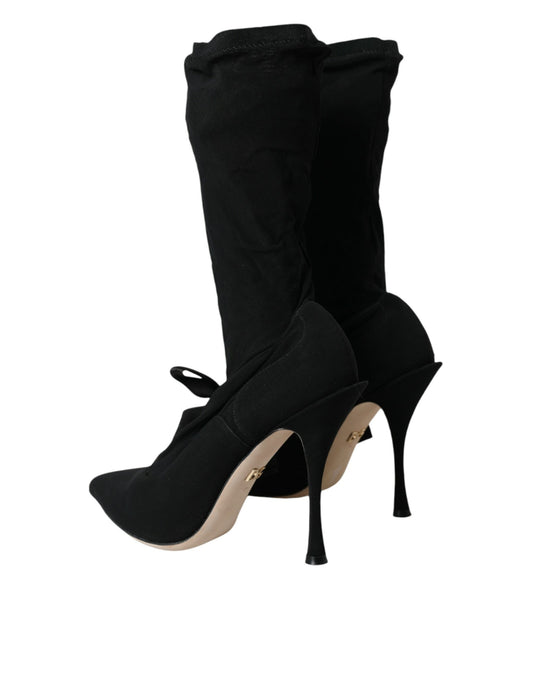 Dolce & Gabbana Schwarze Stiletto-Absätze, wadenlange Stiefel